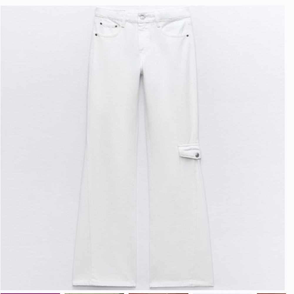 ZARA white denim high waisted flare leg jeans pants